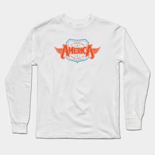 America - Shield Design (Full Color) Long Sleeve T-Shirt